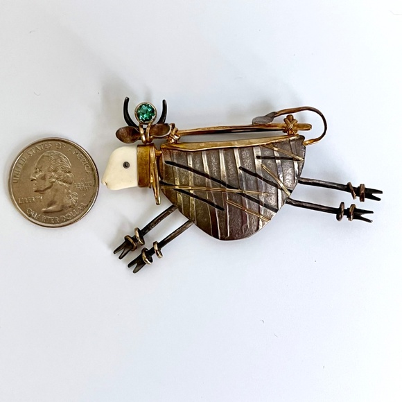 Carolyn Morris Bach Pin Brooch 18K and Sterling Silver - Picture 6 of 11